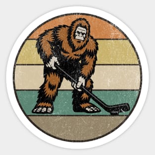 Bigfoot Hockey Retro Vintage 70s Sasquatch Hockey Lovers Sticker